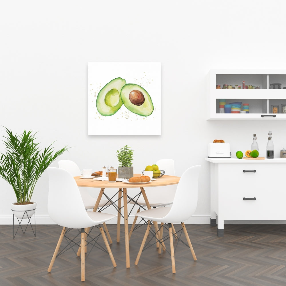 Watercolor Open Avocado Canvas - Kitchen Wall Art Decor