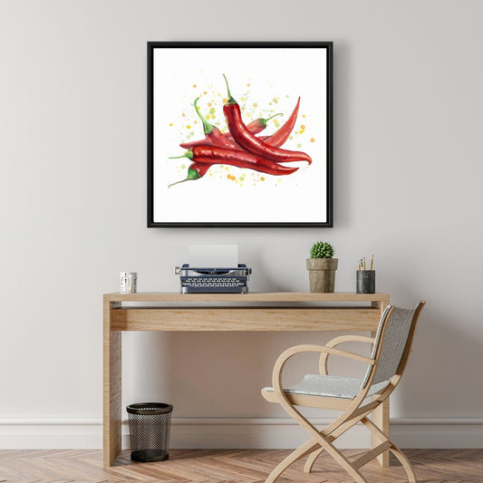 Red Hot Peppers Canvas | Red Framed Art for Home Decor