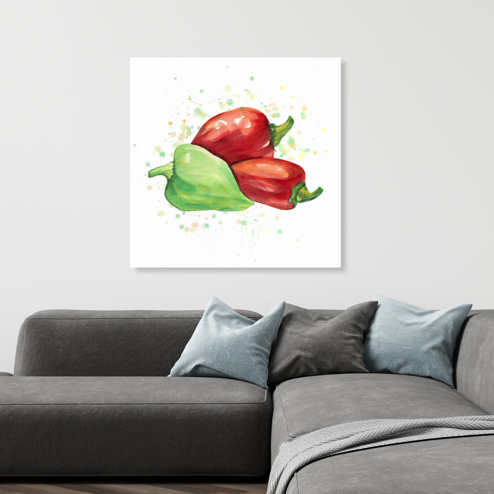 Toile Poivrons – Décoration murale de cuisine rouge vif
