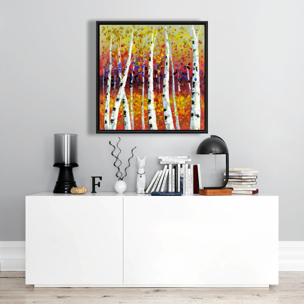 Toile encadrée Arbres jaunes | Décoration d'intérieur Bouleaux colorés