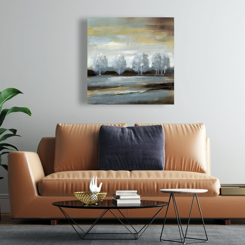 Toile de paysage gris - Décoration murale moderne avec arbres