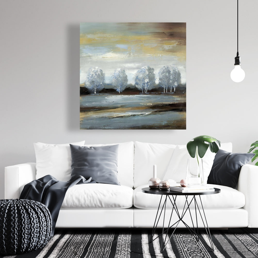 Toile de paysage gris - Décoration murale moderne avec arbres