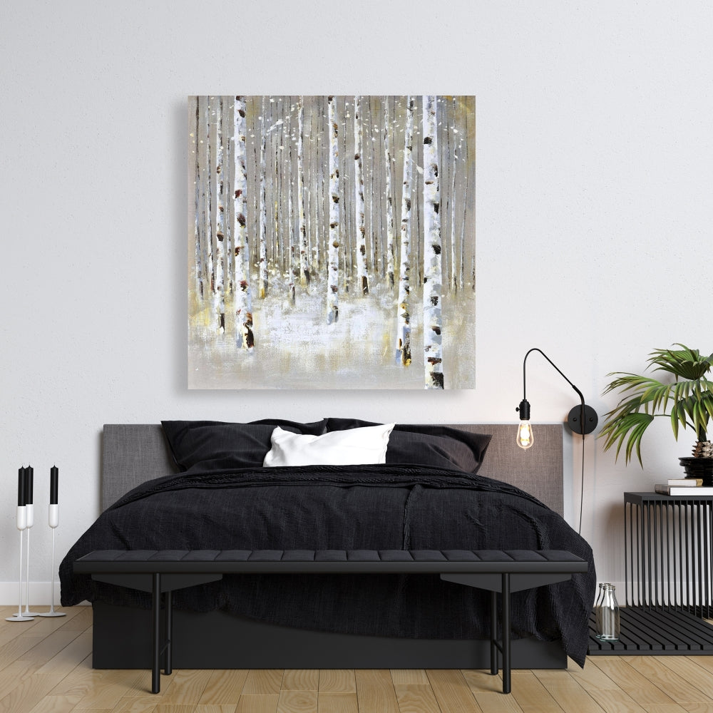 Birch Forest by Winter Canvas | Trees Landscapes Bedroom Decor