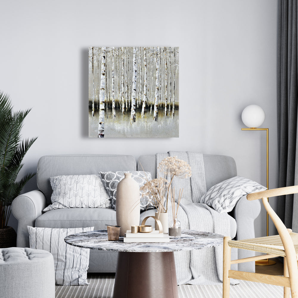 Winter Forest Landscape Canvas | Trees Brown Bedroom Decor