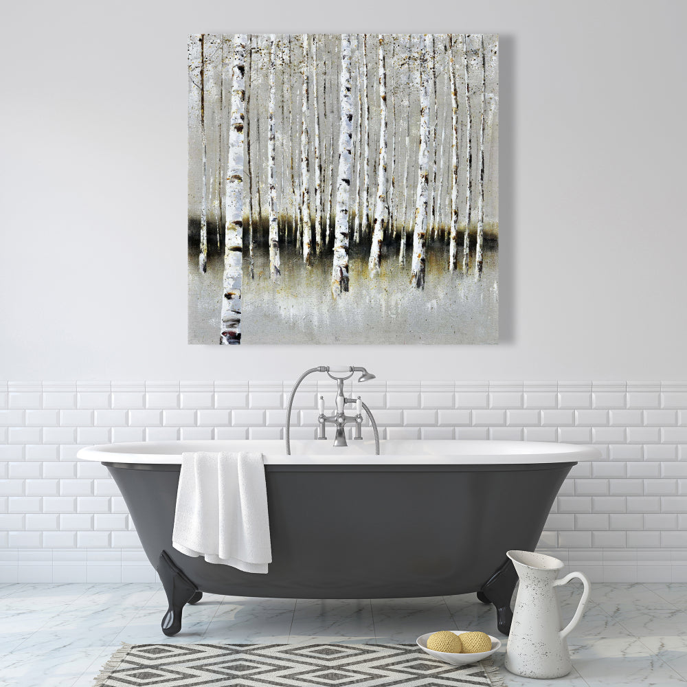 Winter Forest Landscape Canvas | Trees Brown Bedroom Decor