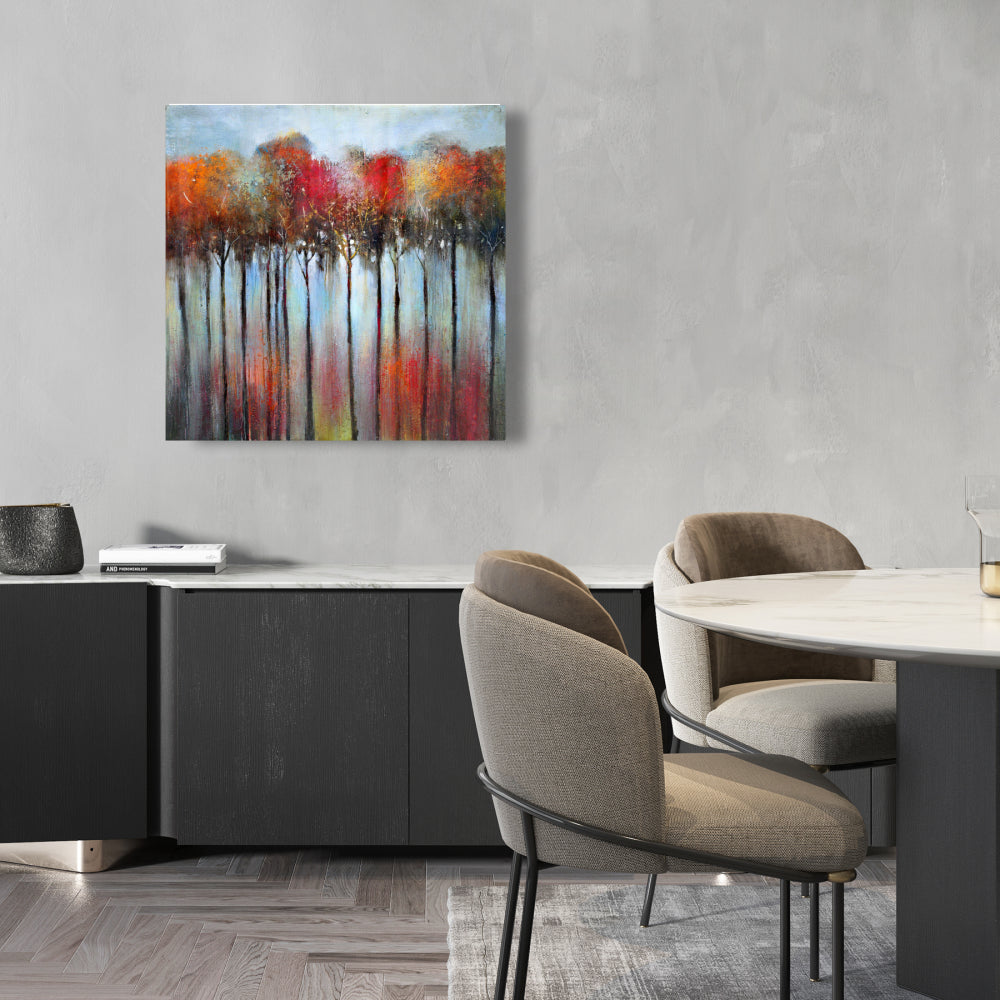 Abstract Forest Canvas - Blue Trees Bedroom Wall Art Decor