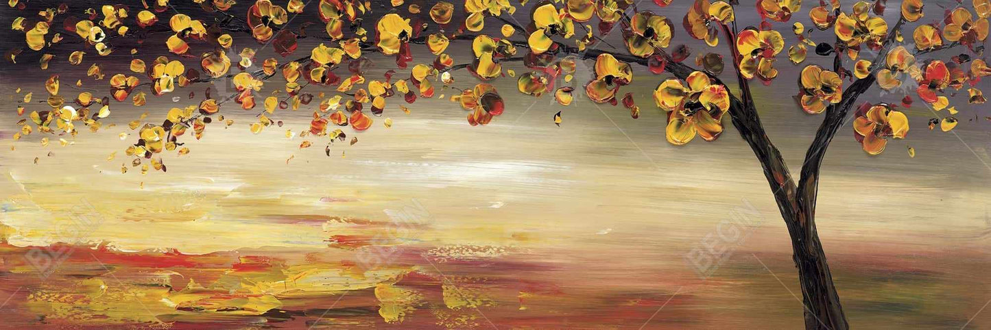 Fall Tree Canvas - Brown Contemporary Bedroom Home Decor