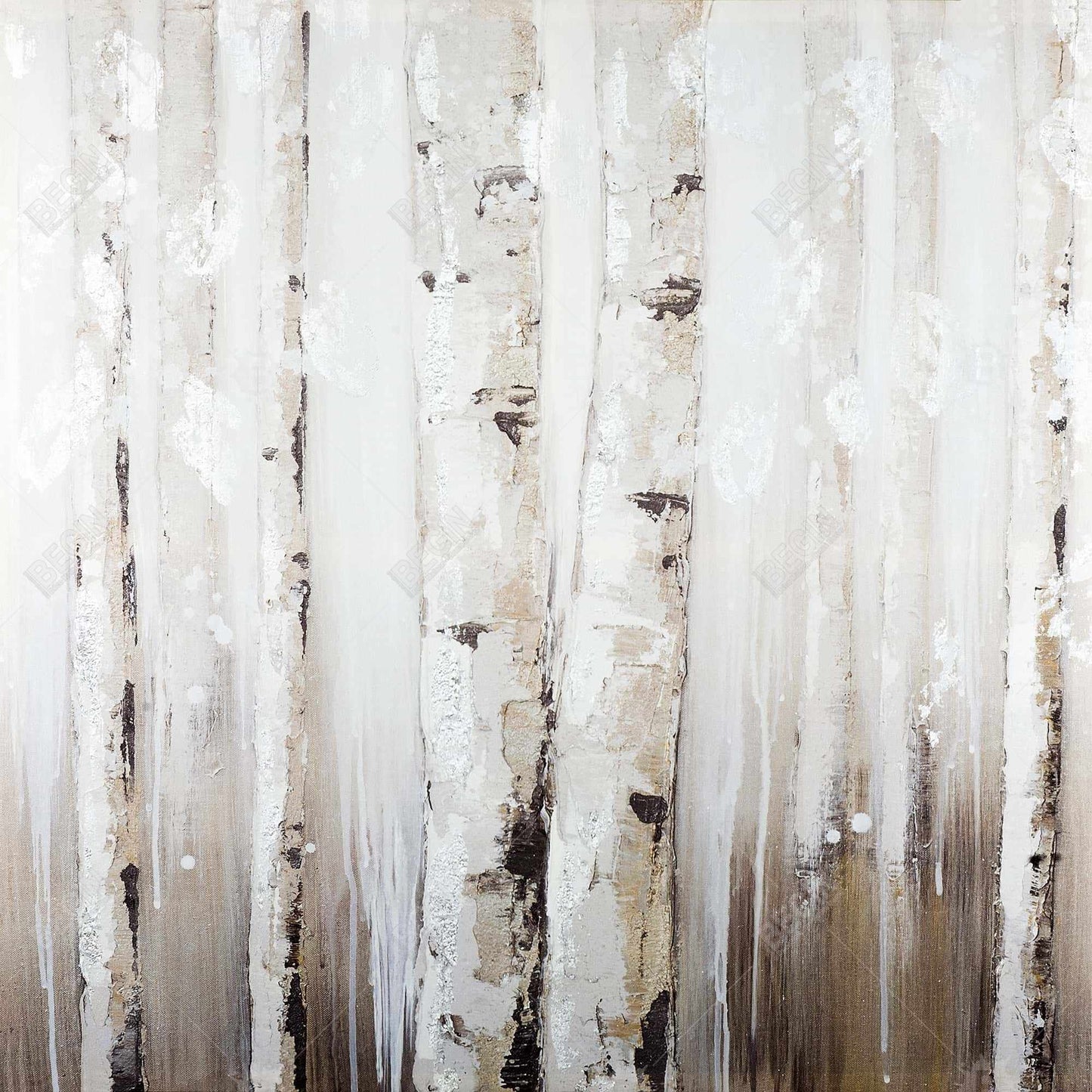 Abstract White Birches Canvas | Modern Trees Home Decor