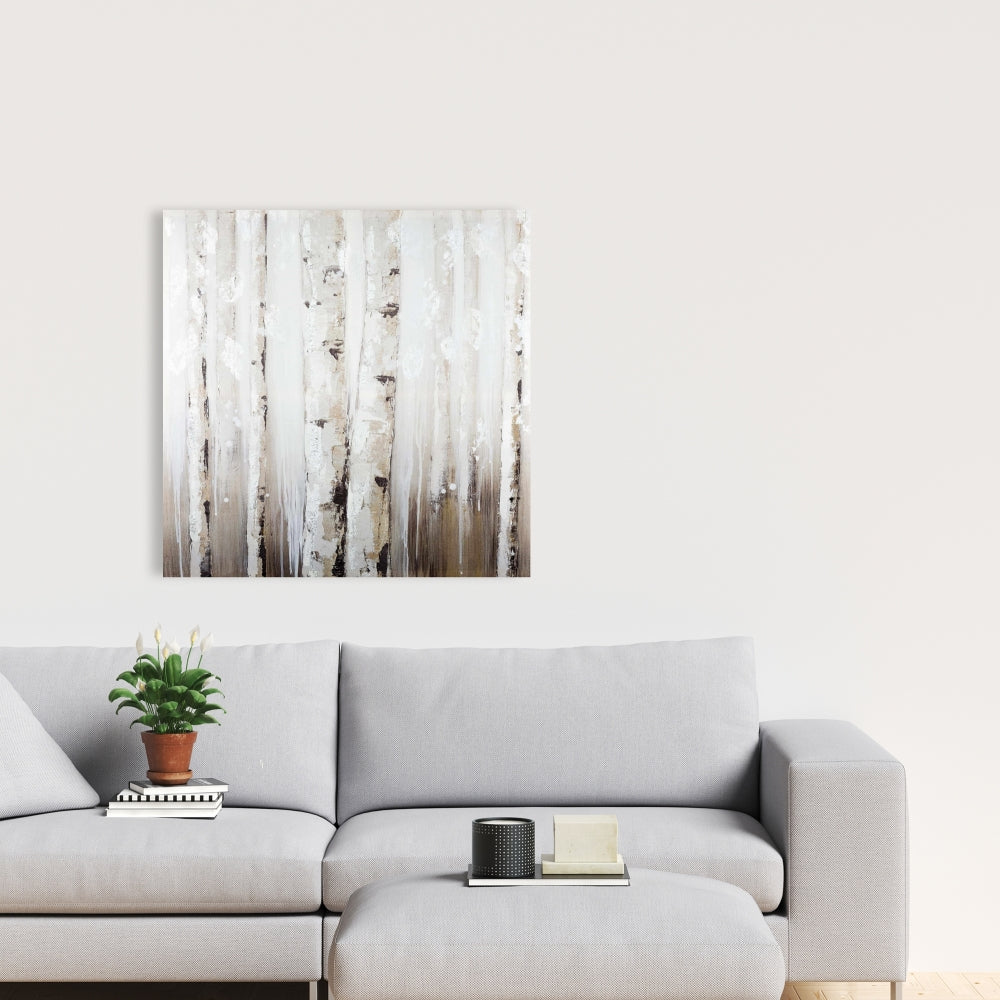 Abstract White Birches Canvas | Modern Trees Home Decor