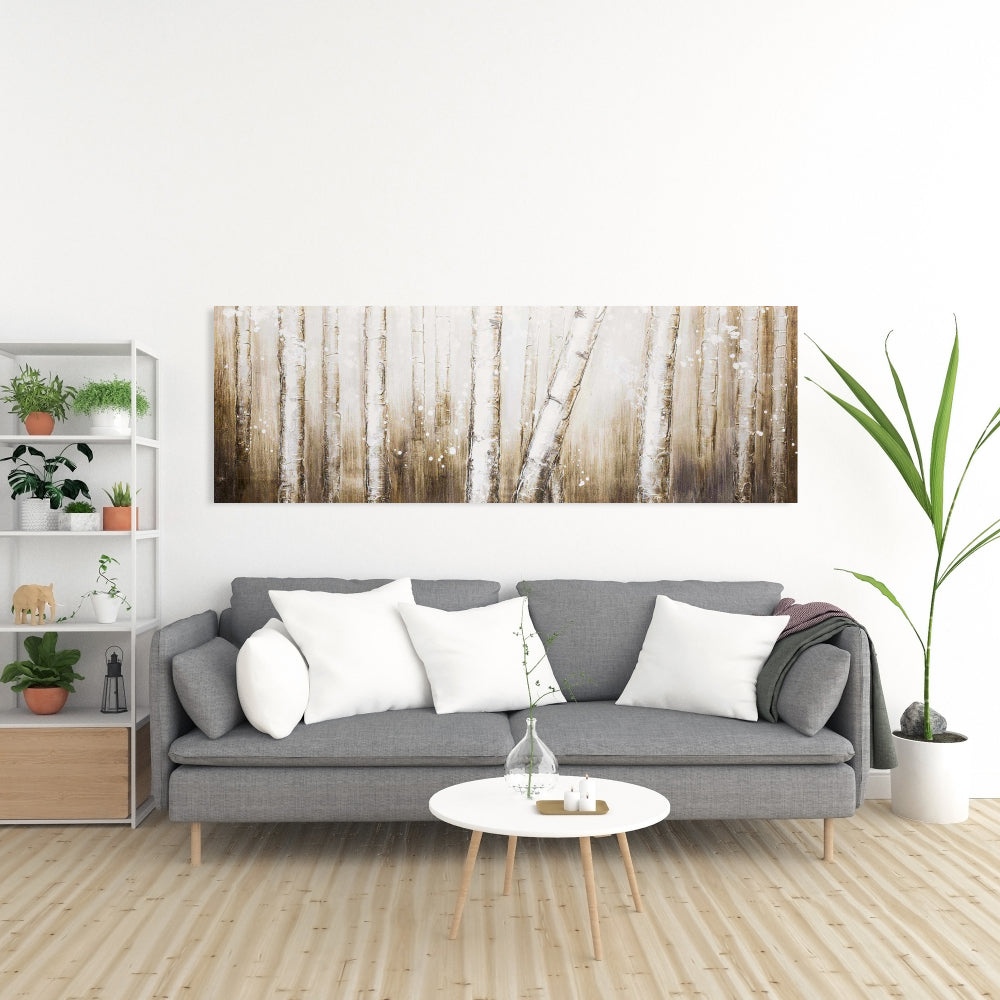 Texturized Abstract Forest Canvas - Modern Brown Bedroom Decor