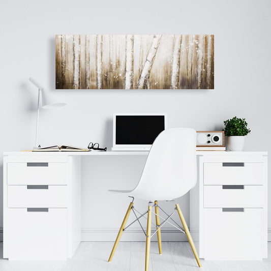 Toile texturée abstraite motif forêt – Décoration de chambre marron moderne