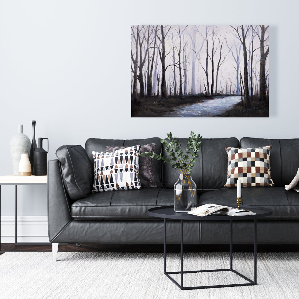 Desert Forest Bedroom Trees Gray Canvas | Home Decor Art