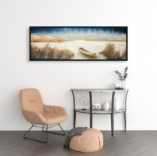 Toile encadrée représentant un bateau côtier – Décoration d'intérieur : Bateau dans un marais