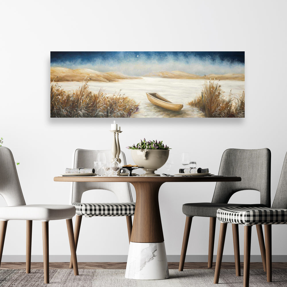 Coastal Bedroom Canvas - Boat in Swamp Decor Wall Art