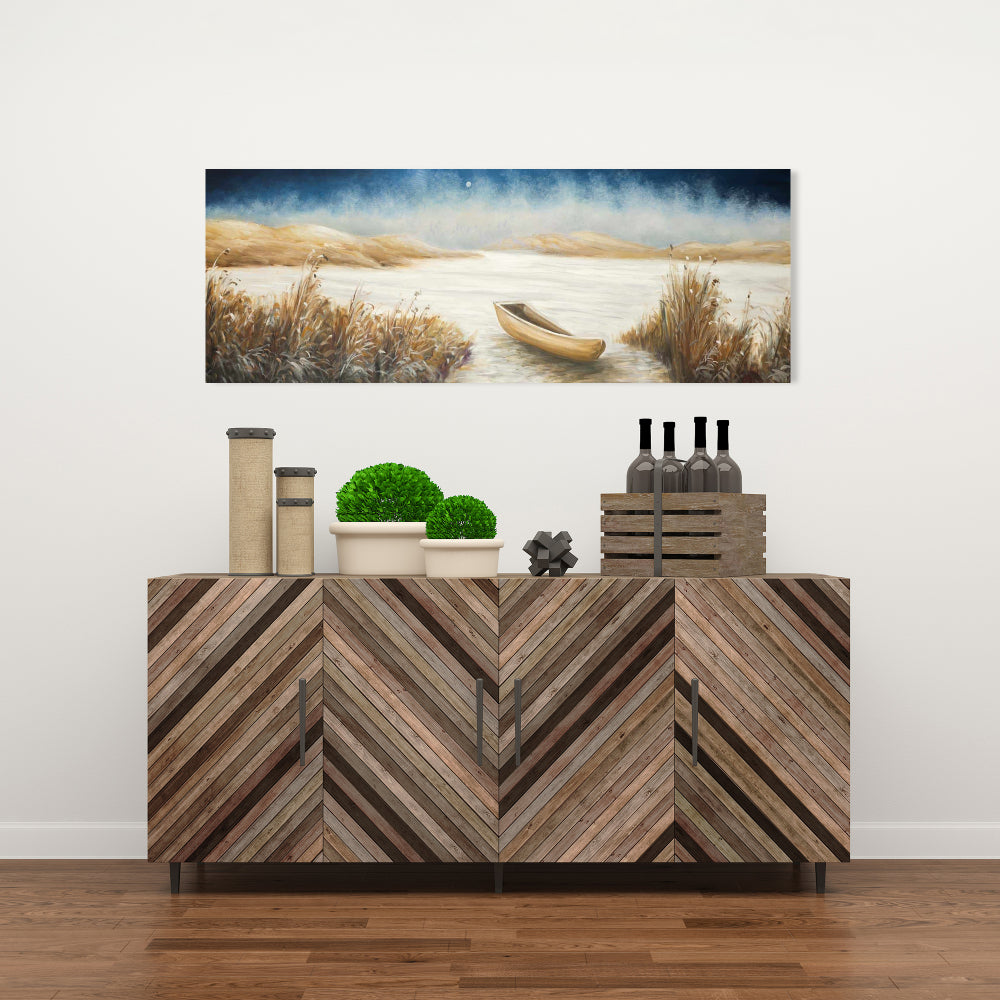 Coastal Bedroom Canvas - Boat in Swamp Decor Wall Art