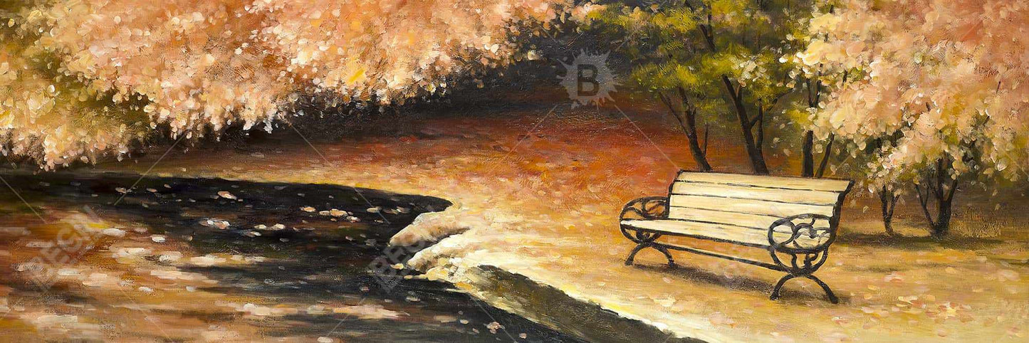 Brown Trees Canvas - Park Bench by Fall | Home Decor Wall Art