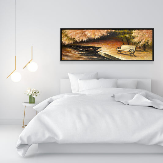 Toile encadrée Paysages bruns - Banc de parc par Fall Decor