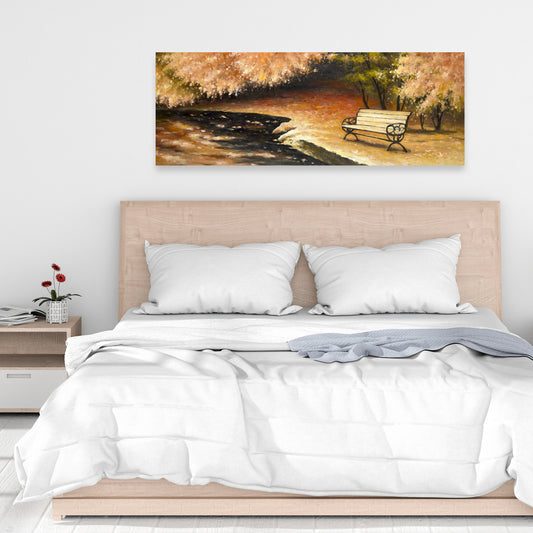 Toile Arbres bruns – Banc de parc par Fall | Décoration murale