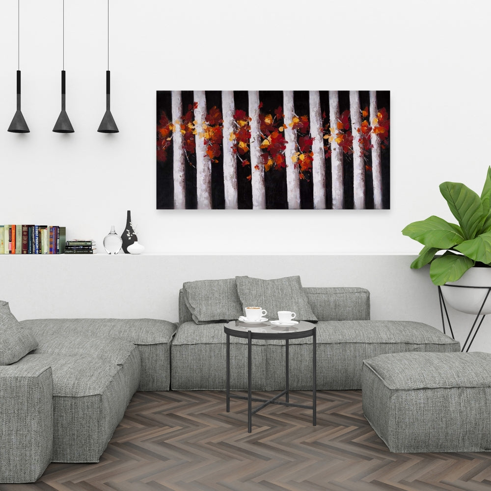 Trees and Fall Leaves Canvas | Bedroom Wall Decor Artwork