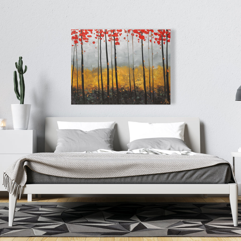 Gray Bedroom Trees Canvas - Abstract Landscape Home Decor