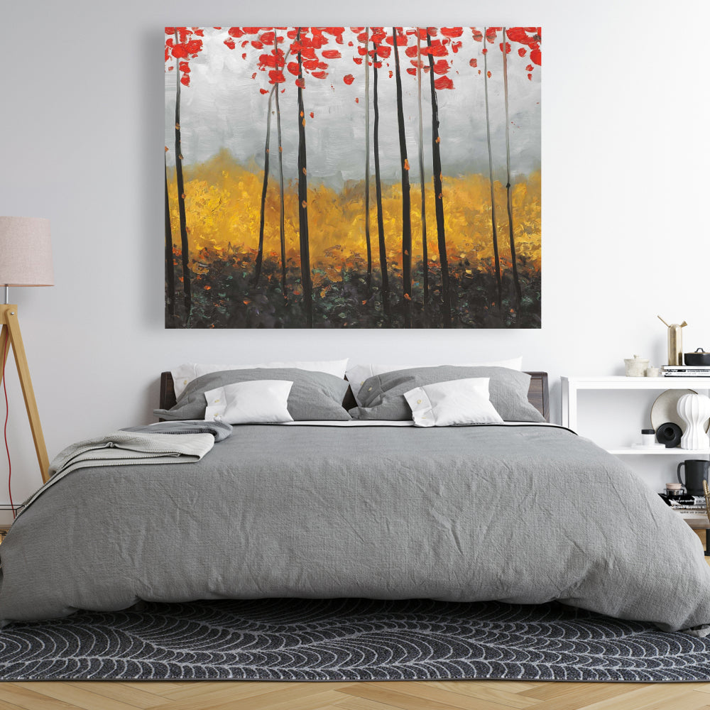 Gray Bedroom Trees Canvas - Abstract Landscape Home Decor