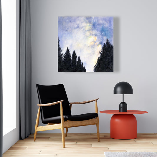 Toile Forêt étoilée | Décoration murale pour chambre à coucher