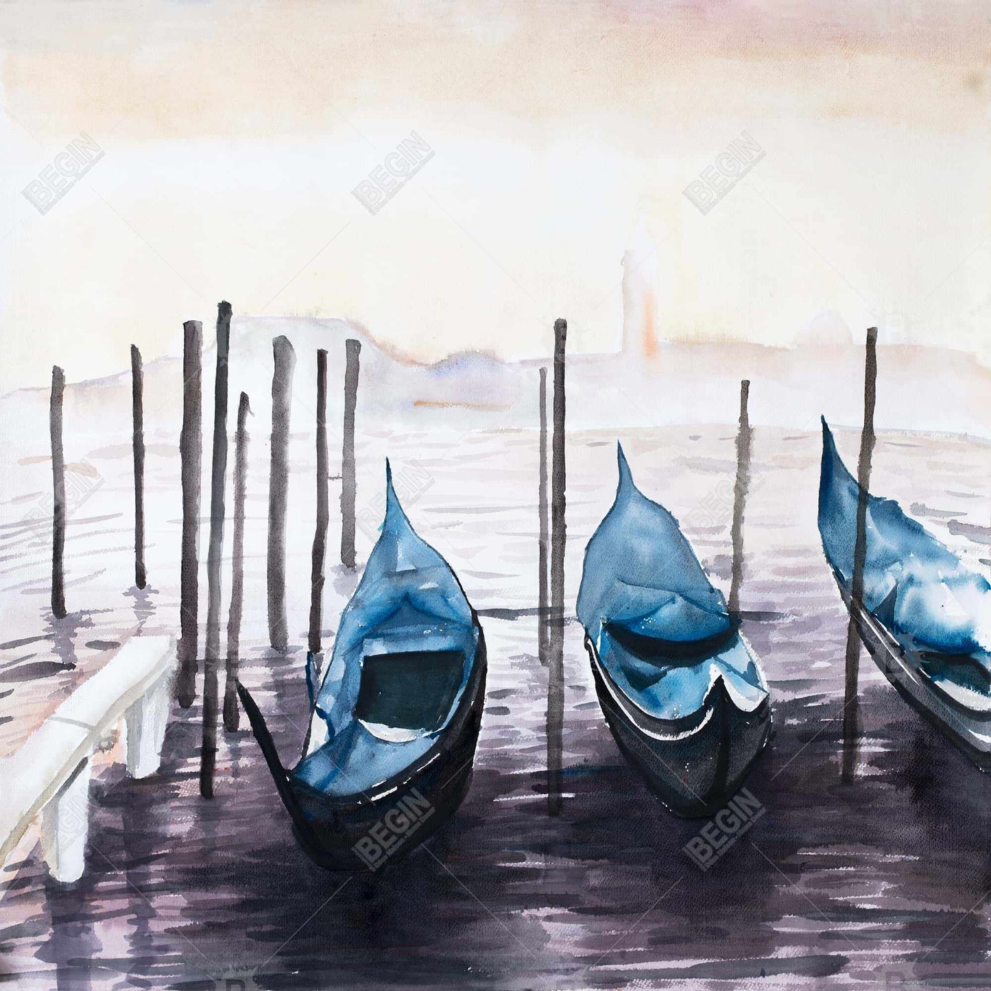 Boat Blue Coastal Canvas - The Gondola in Italy Home Decor