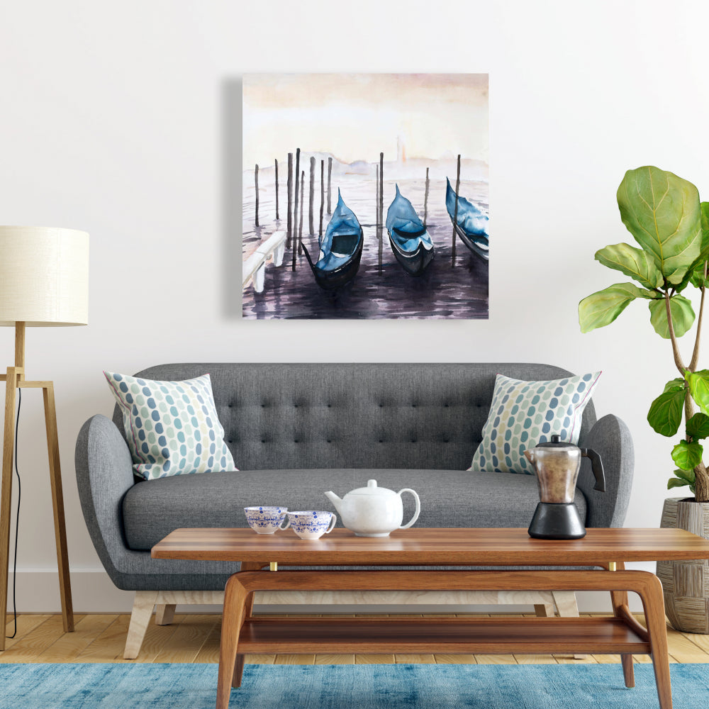 Boat Blue Coastal Canvas - The Gondola in Italy Home Decor