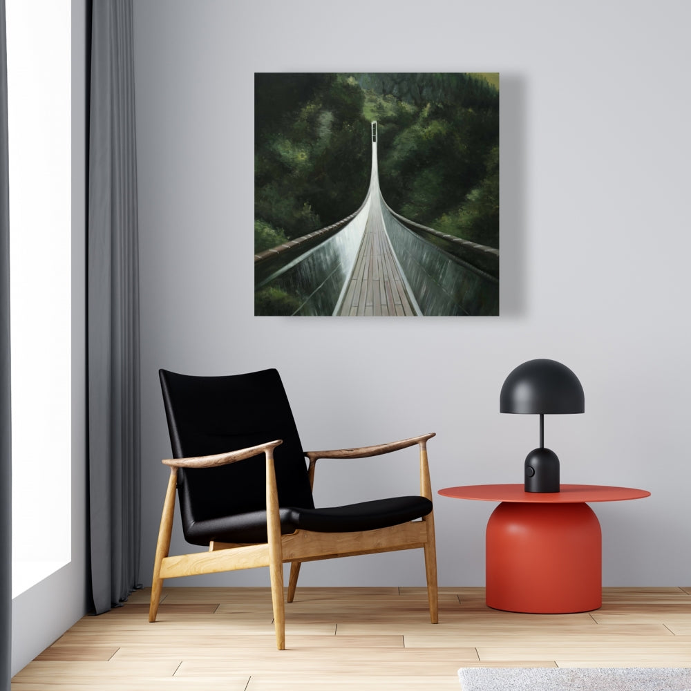 Steep Bridge Canvas | Bedroom Trees Brown Wall Art Decor