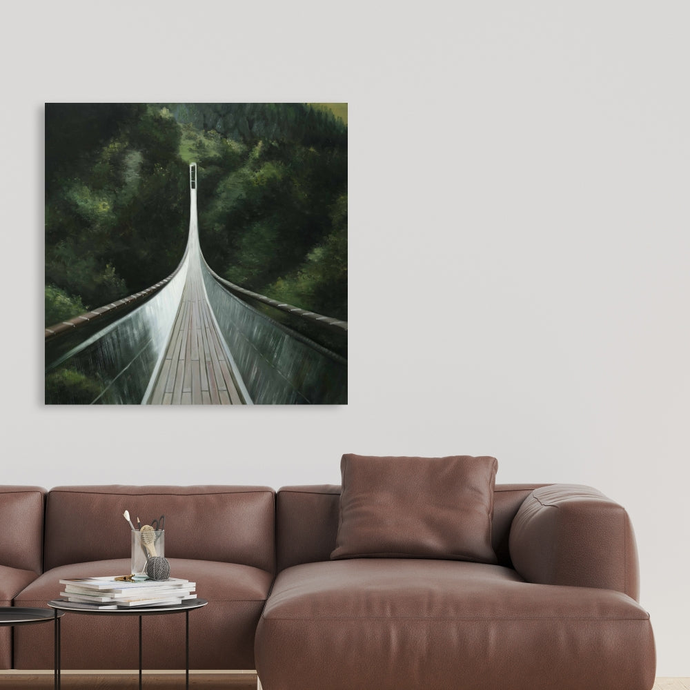 Steep Bridge Canvas | Bedroom Trees Brown Wall Art Decor