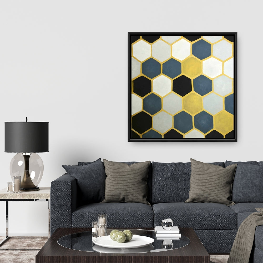 Modern Blue and Gold Cells Canvas | Bedroom Wall Decor