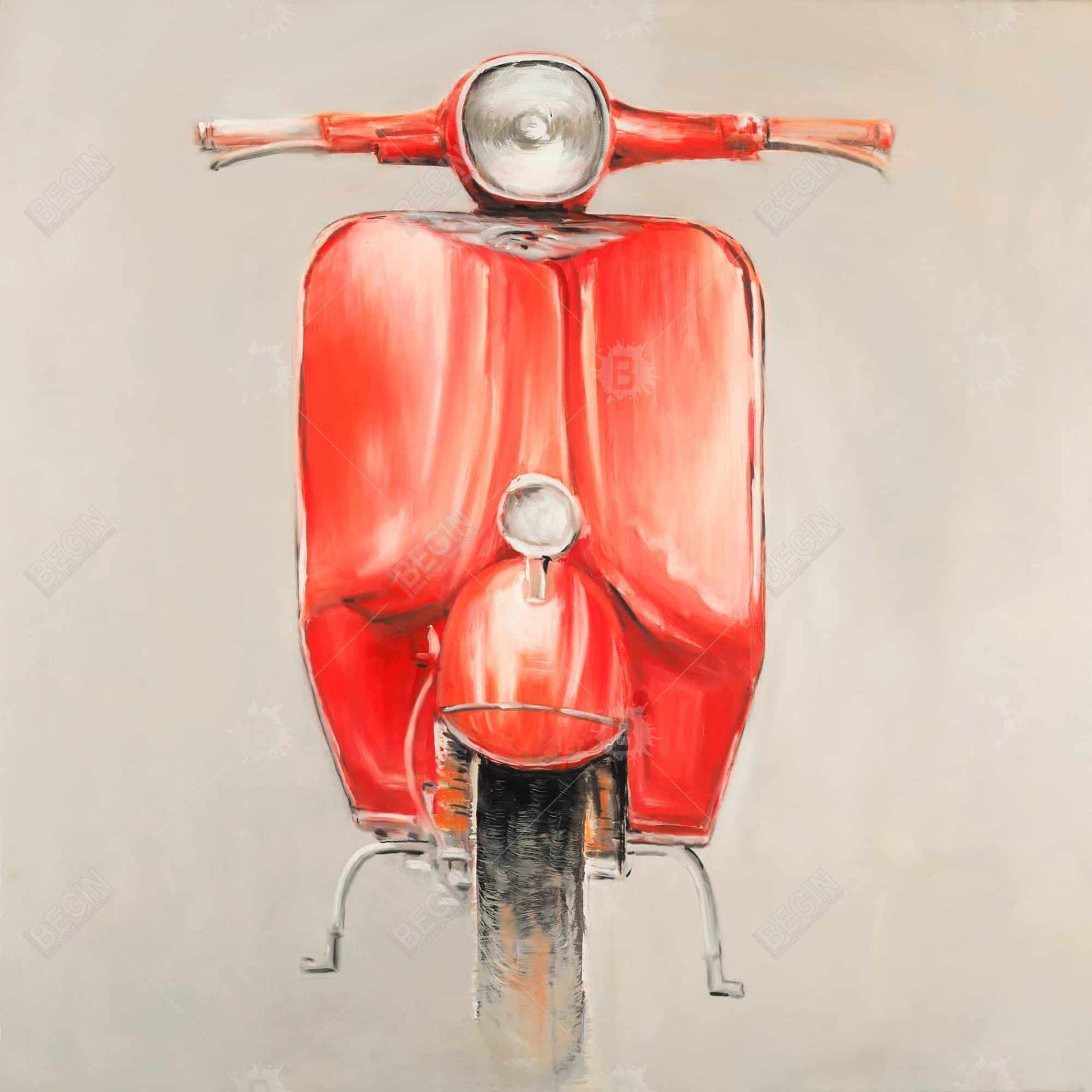 Small Red Moped Canvas | Motorcycle Art | Home Decor