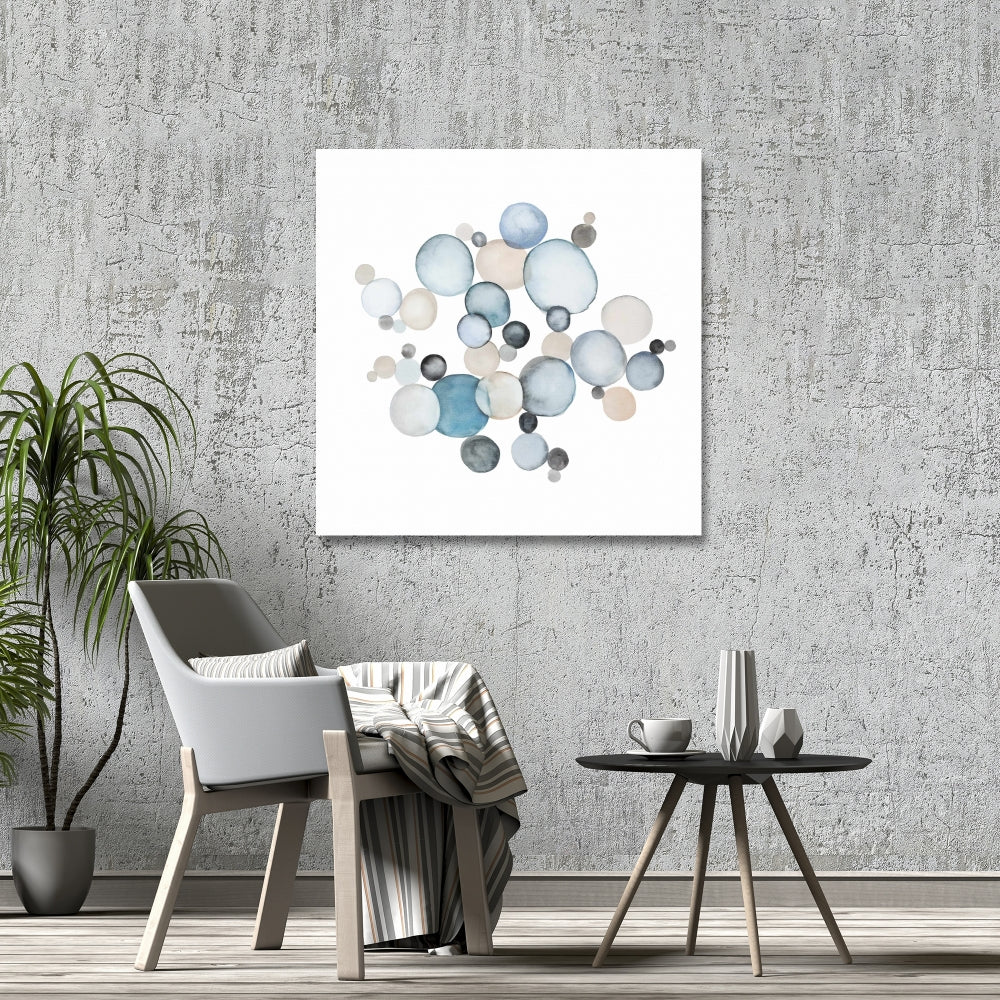 Round Pebbles Blue Abstract Minimalist Canvas Home Decor