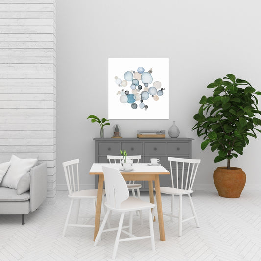 Round Pebbles Blue Abstract Minimalist Canvas Home Decor