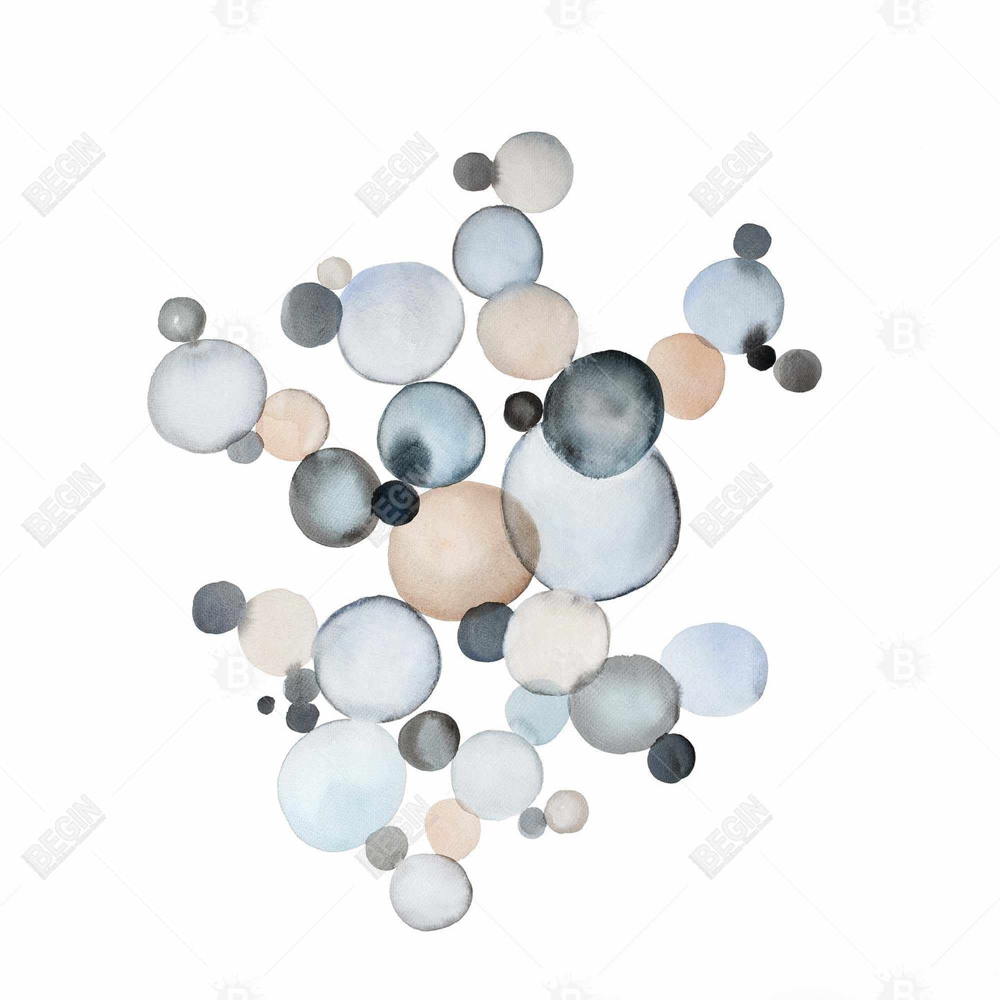 Toile abstraite bleu à bulles grisâtres - Décoration de chambre