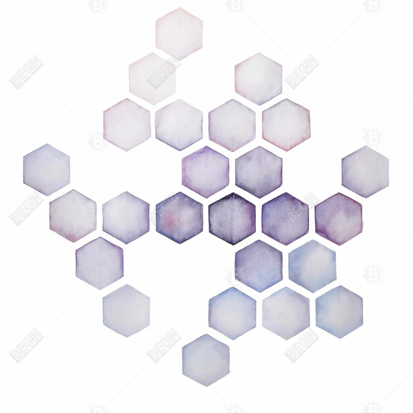 Décoration minimaliste sur toile encadrée violette aux formes lilas alvéolaires