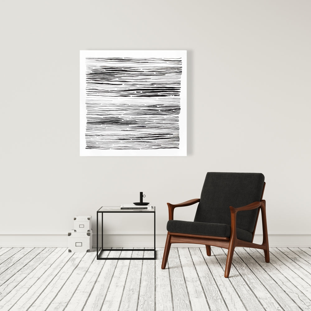 Gray Grooves White Abstract Shapes Canvas | Modern Home Decor