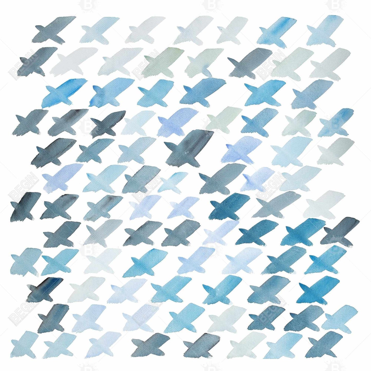 Blue Shapes Abstract Canvas - X Pattern Home Decor Artwork