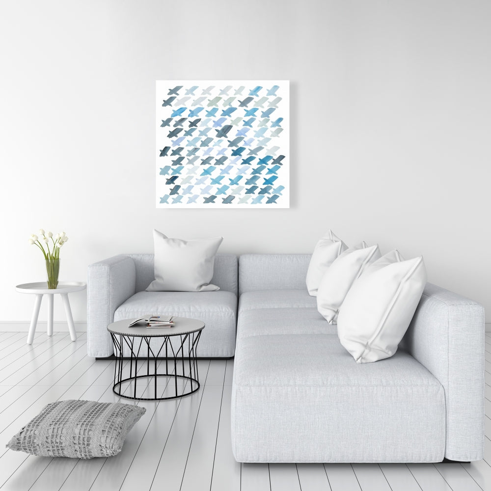 Blue Shapes Abstract Canvas - X Pattern Home Decor Artwork