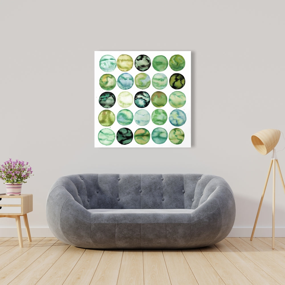 Toile abstraite Cercles verts – Décoration murale de chambre moderne