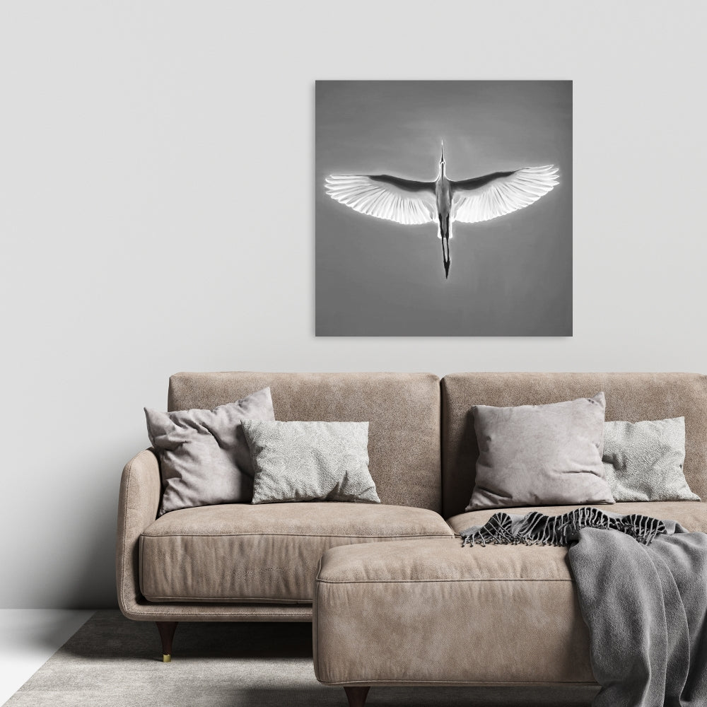 Great Blue Heron in Flight Canvas - Bird Wall Art Decor