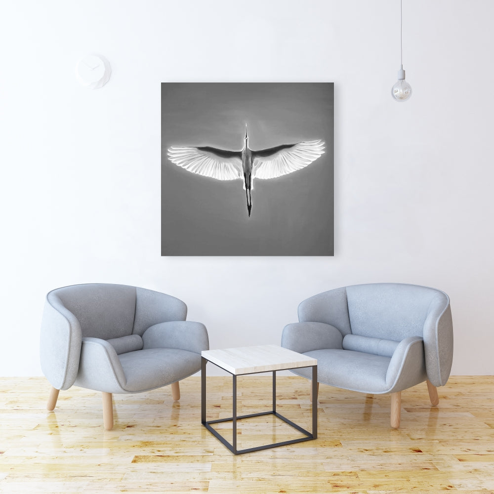 Great Blue Heron in Flight Canvas - Bird Wall Art Decor