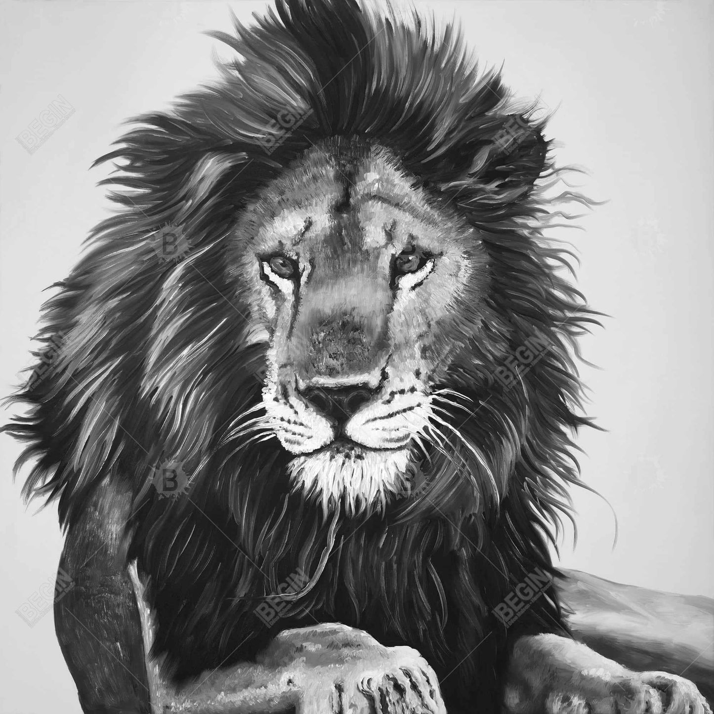 Lion King Monochrome Canvas | Feline Artwork for Home Decor