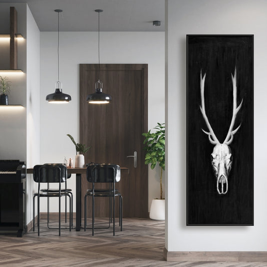 Monochrome Deer Skull Canvas | Home Decor Wall Art