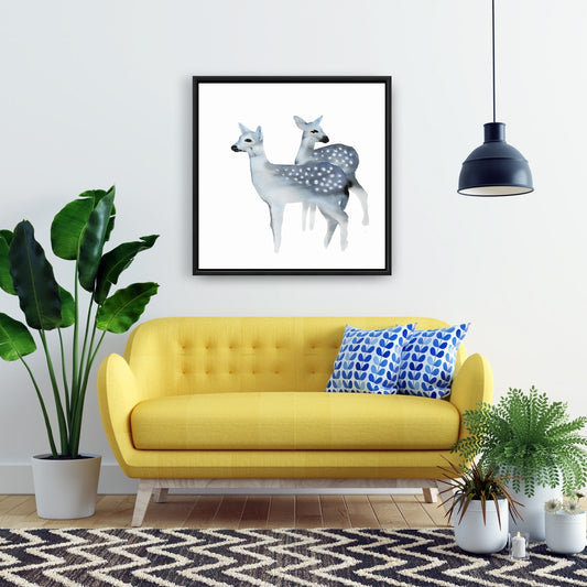 Toile encadrée Cerfs bleus - Décoration d'intérieur Blue Fawns