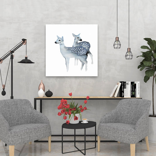 Blue Fawns Deer Canvas | Bedroom Wall Art | Home Decor