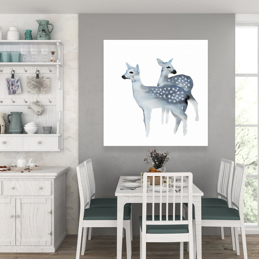 Blue Fawns Deer Canvas | Bedroom Wall Art | Home Decor