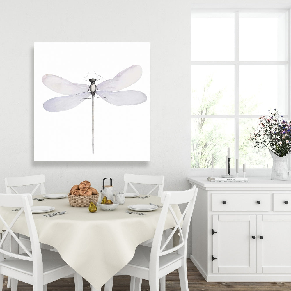 Delicate Dragonfly Gray Canvas - Insect Bedroom Home Decor