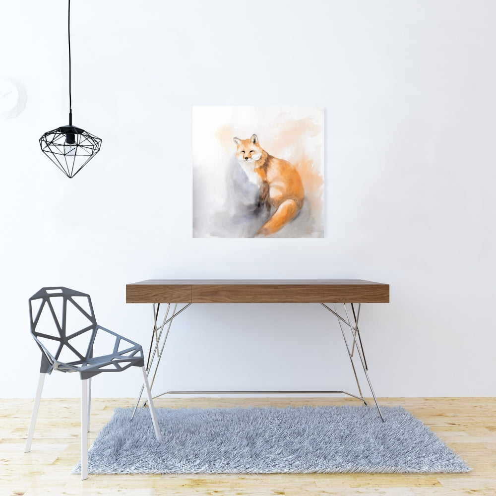 Watercolor Fox Canvas | Rustic Animal Decor for Bedroom