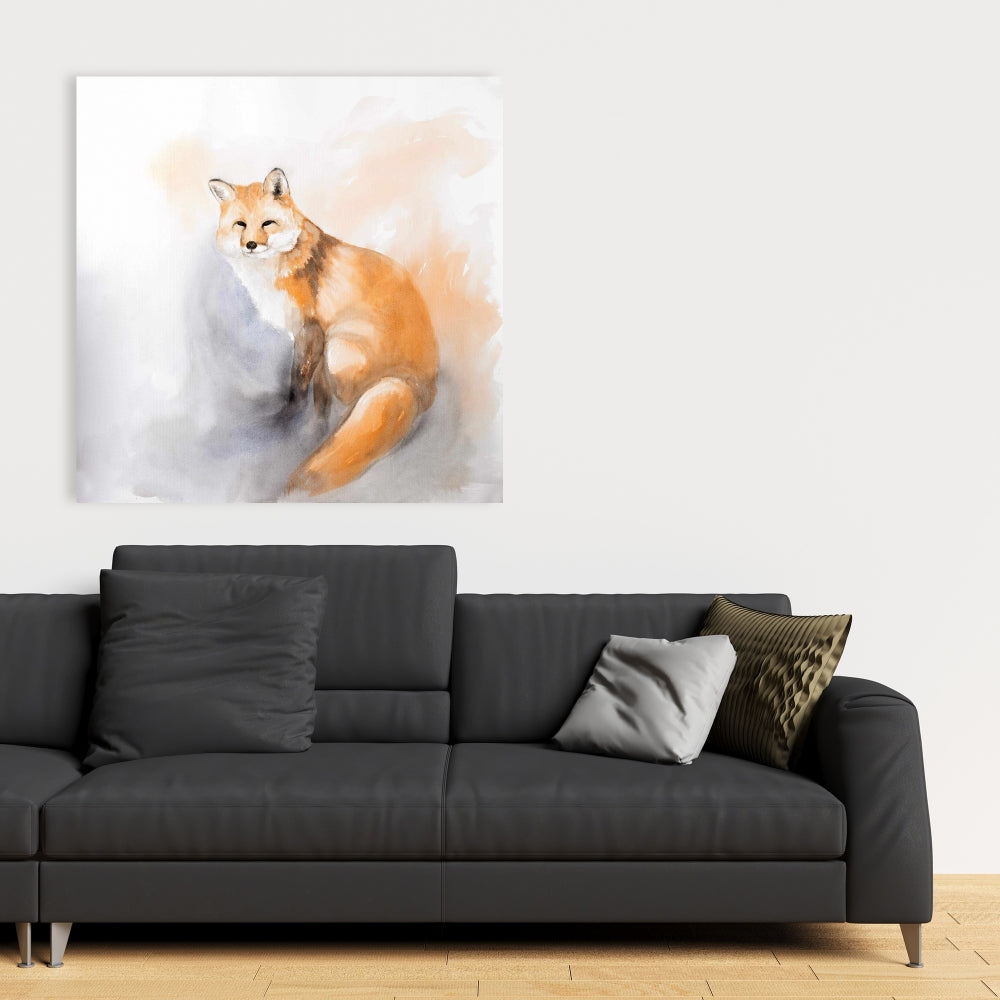 Watercolor Fox Canvas | Rustic Animal Decor for Bedroom